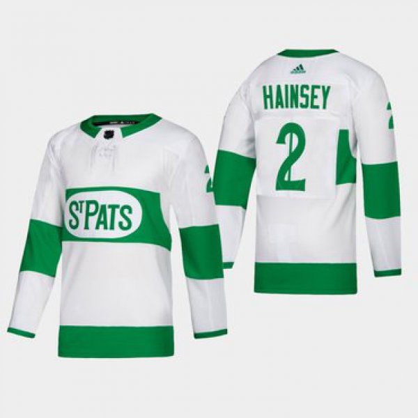 Men's Toronto Maple Leafs #2 Ron Hainsey Toronto St. Pats Road Authentic Player White Jersey