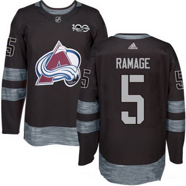 Men's Colorado Avalanche #5 Rob Ramage Black 100th Anniversary Stitched NHL 2017 adidas Hockey Jersey