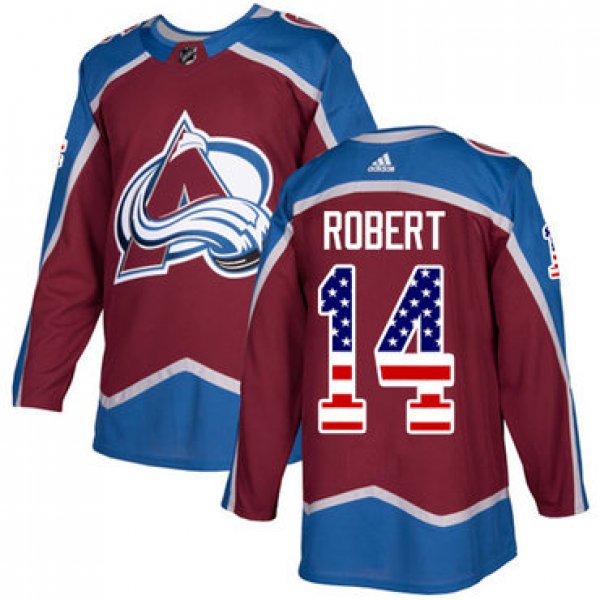 Adidas Avalanche #14 Rene Robert Burgundy Home Authentic USA Flag Stitched NHL Jersey