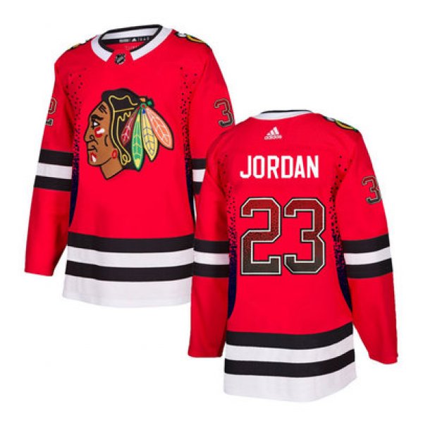 Men's Chicago Blackhawks #23 Michael Jordan Red Drift Fashion Adidas Jersey