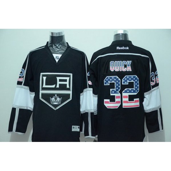 Los Angeles Kings #32 Jonathan Quick Black USA Flag Hockey Jersey