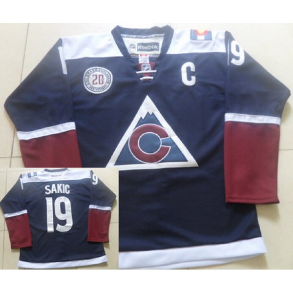 Men's Colorado Avalanche #19 Joe Sakic Reebok Navy Blue 20th Alternate Premier Jersey