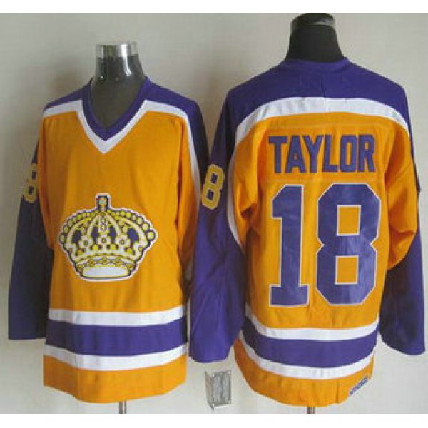 Men's Los Angeles Kings #18 Dave Taylor 1980-81 Yellow CCM Vintage Throwback Jersey