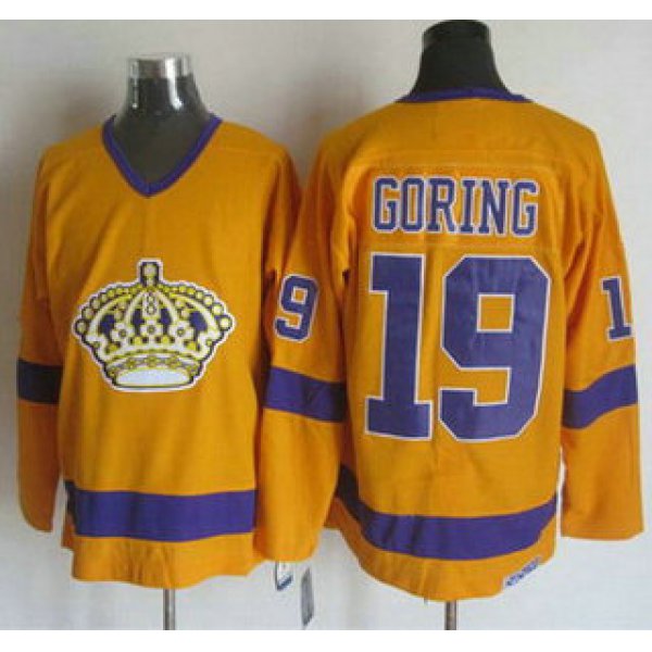 Men's Los Angeles Kings #19 Butch Goring 1970-71 White CCM Vintage Throwback Jersey