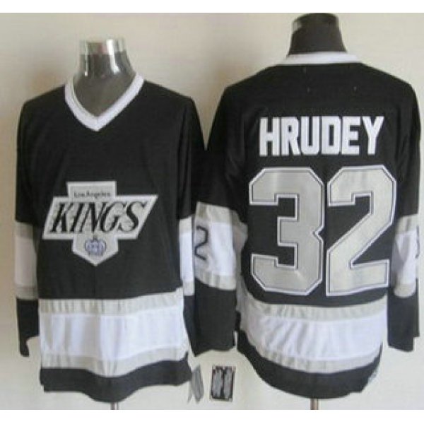Men's Los Angeles Kings #32 Kelly Hrudey 1992-93 Black CCM Vintage Throwback Jersey