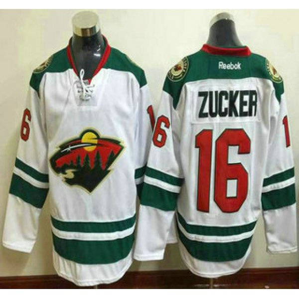 Men's Minnesota Wild #16 Jason Zucker Reebok White Away Premier Jersey