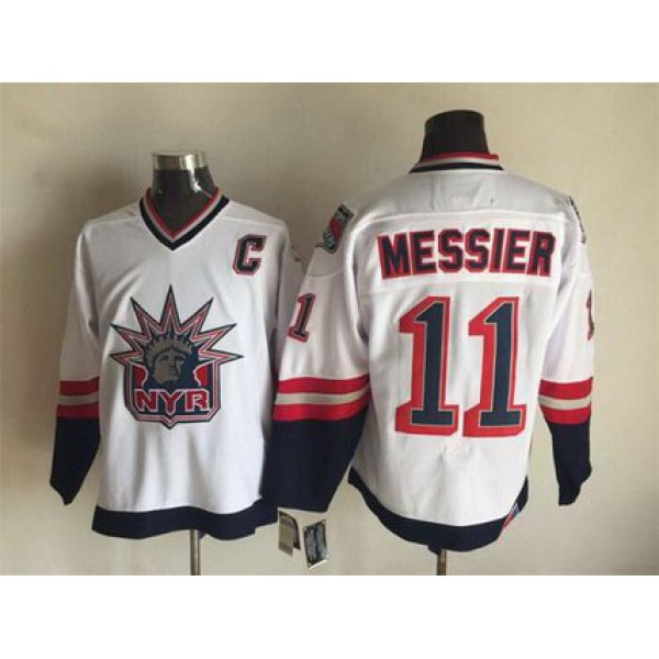 Men's New York Rangers #11 Mark Messier 1996-97 White CCM Vintage Throwback Jersey