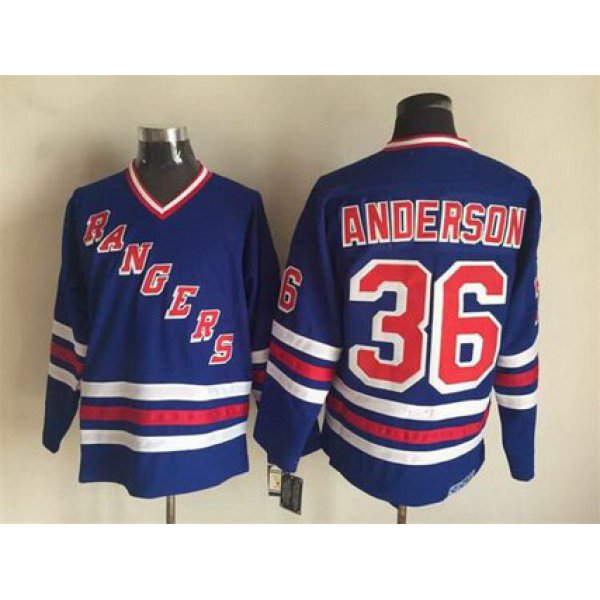 Men's New York Rangers #36 Glenn Anderson 1990-91 Light Blue CCM Vintage Throwback Jersey