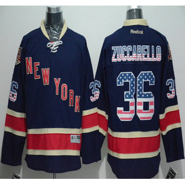 Men's New York Rangers #36 Mats Zuccarello USA Flag Fashion Navy Blue Jersey