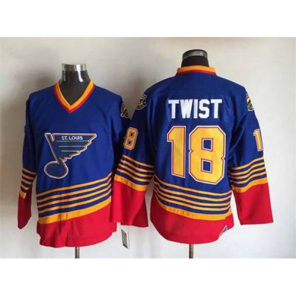 Men's St. Louis Blues #18 Tony Twist 1995-96 Blue CCM Vintage Throwback Jersey