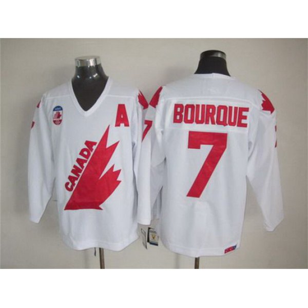 Men's Team Canada #7 Ray Bourque 1991 Olympic White CCM Vintage Throwback Jersey
