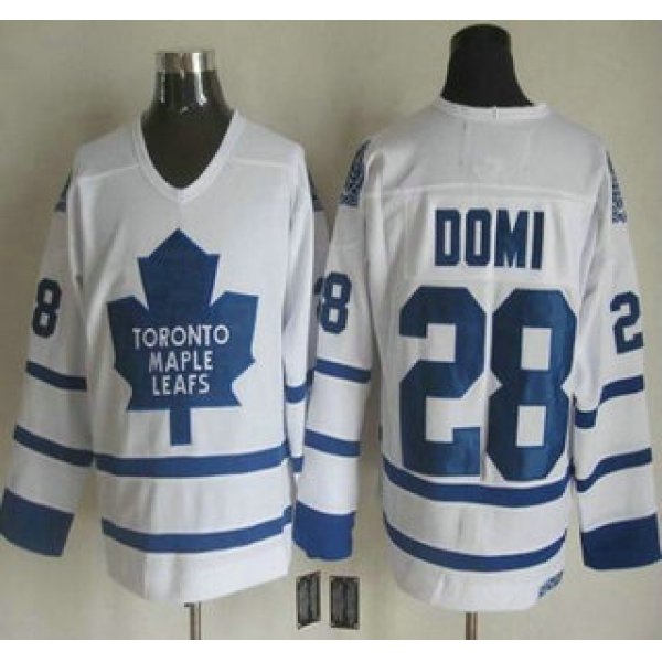 Men's Toronto Maple Leafs #28 Tie Domi 2000-01 White CCM Vintage Throwback Jersey
