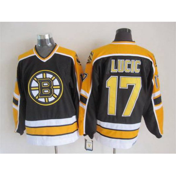 Men's Boston Bruins #17 Milan Lucic 1996-97 Black CCM Vintage Throwback Jersey