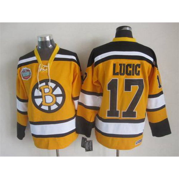 Men's Boston Bruins #17 Milan Lucic 2009-10 Yellow CCM Vintage Throwback Jersey