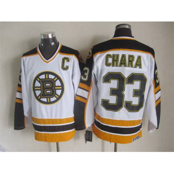 Men's Boston Bruins #33 Zdeno Chara 1996-97 White CCM Vintage Throwback Jersey