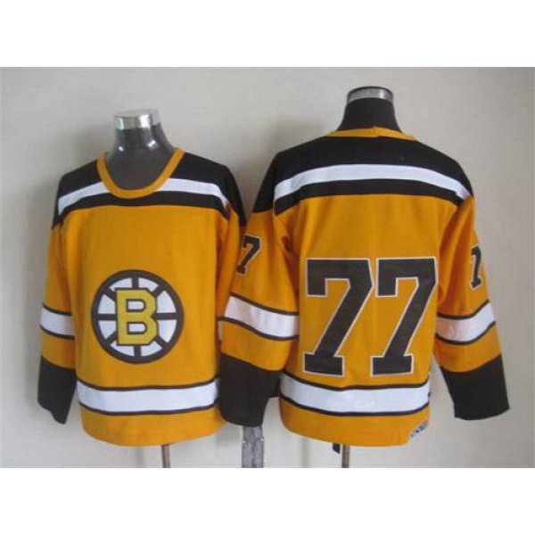 Men's Boston Bruins #77 Ray Bourque 1959-60 Yellow CCM Vintage Throwback Jersey