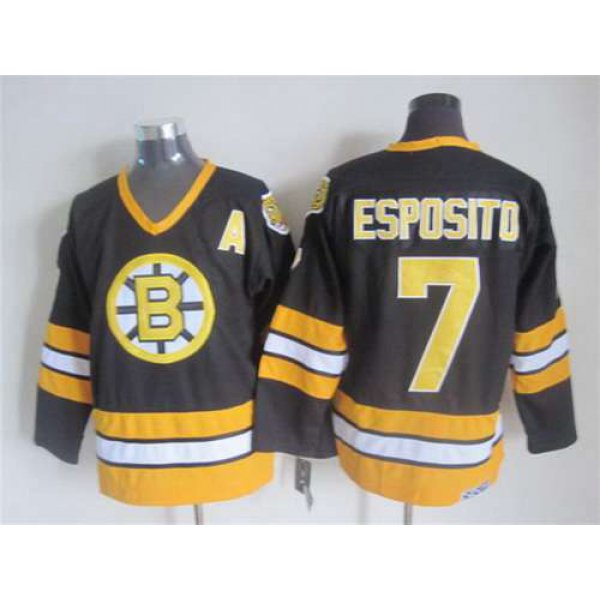 Men's Boston Bruins #7 Phil Esposito 1981-82 Black CCM Vintage Throwback Jersey
