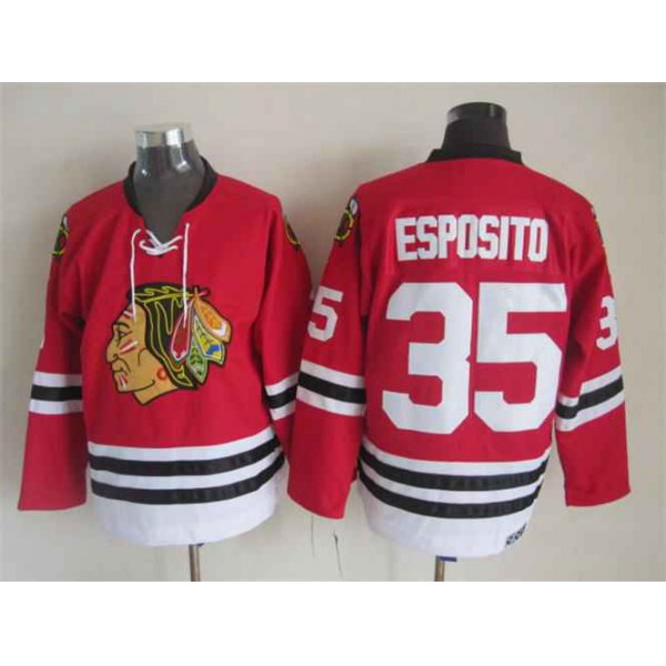 Men's Chicago Blackhawks #35 Tony Esposito 1957-58 Red Vintage Jersey