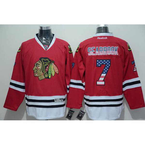 Men's Chicago Blackhawks #7 Brent Seabrook USA Flag Fashion Red Jersey