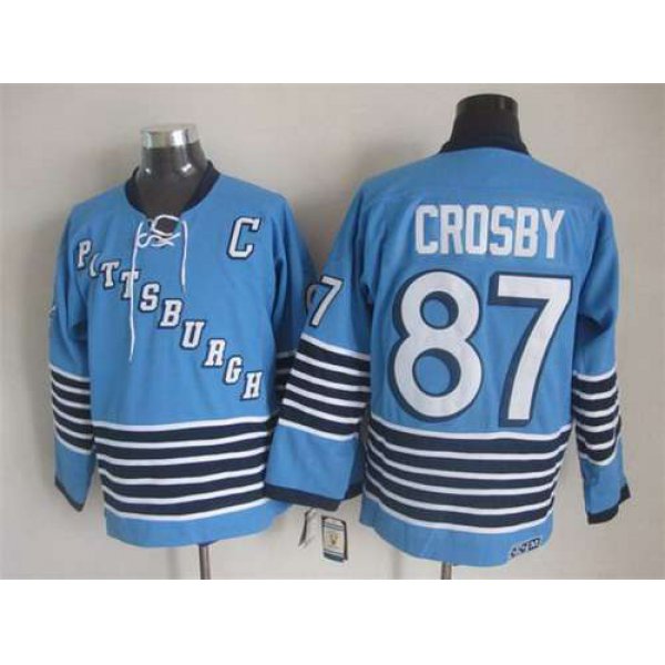 Men's Pittsburgh Penguins #87 Sidney Crosby 1967-68 Light Blue CCM Vintage Throwback Jersey