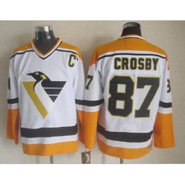 Men's Pittsburgh Penguins #87 Sidney Crosby 1992-93 White CCM Vintage Throwback Jersey