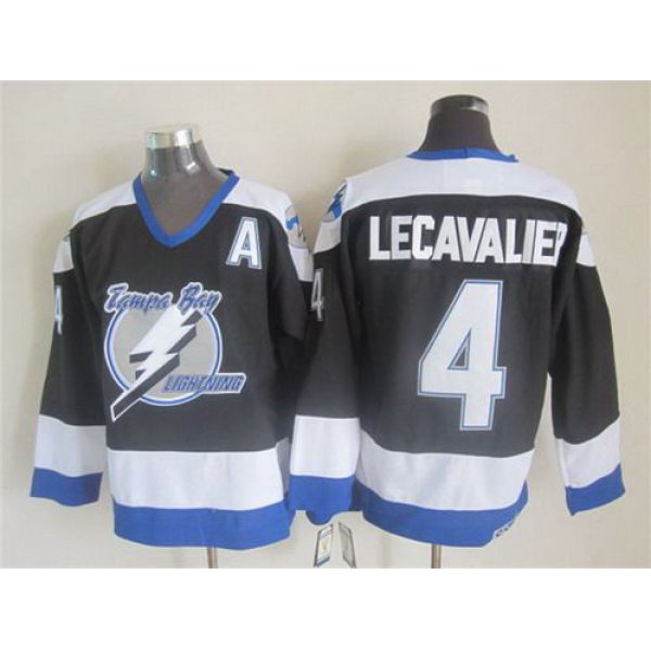 Men's Tampa Bay Lightning #4 Vincent Lecavalier 2003-04 Black CCM Vintage