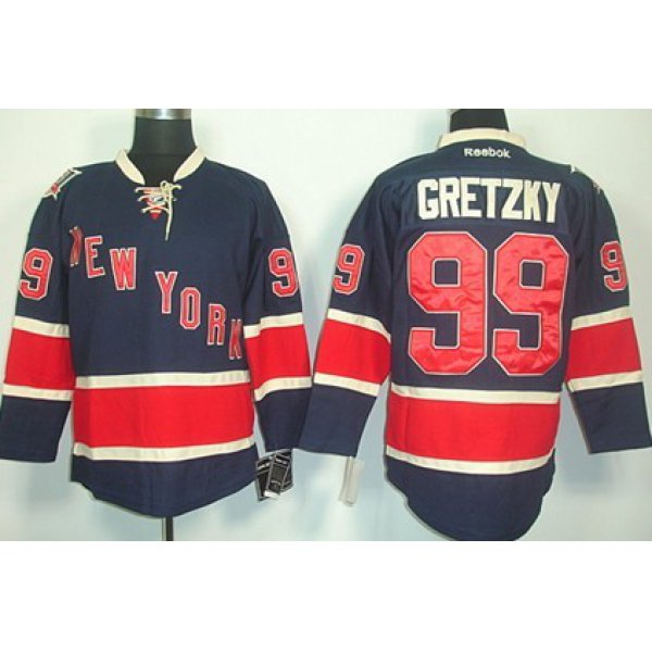 New York Rangers #99 Wayne Gretzky Navy Blue Third 85TH Jersey