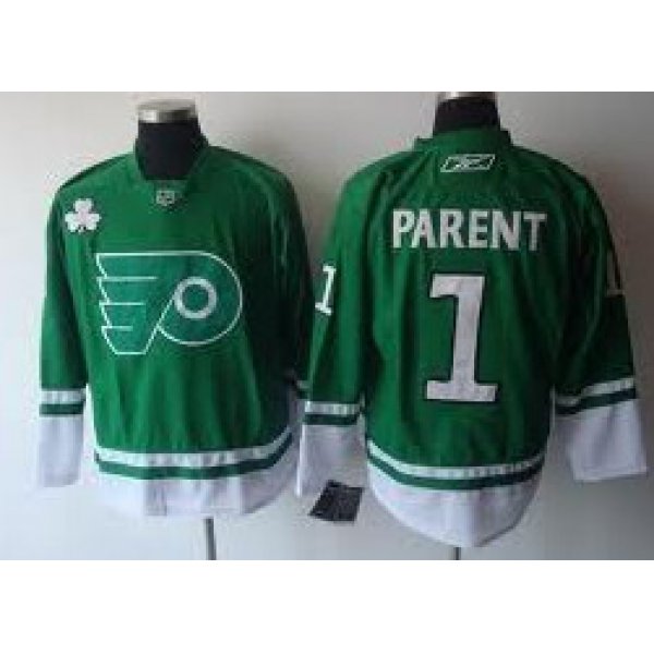 Philadelphia Flyers #1 Bernie Parent St. Patrick's Day Green Jersey