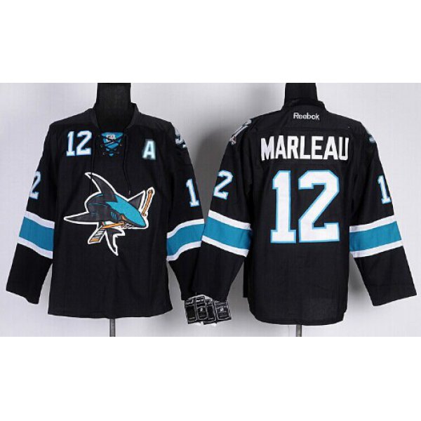 San Jose Sharks #12 Patrick Marleau Black Third Jersey