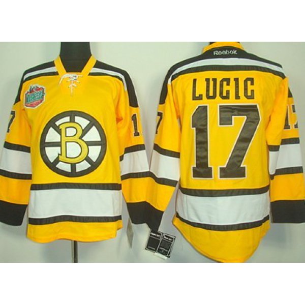 Boston Bruins #17 Milan Lucic Yellow Jersey