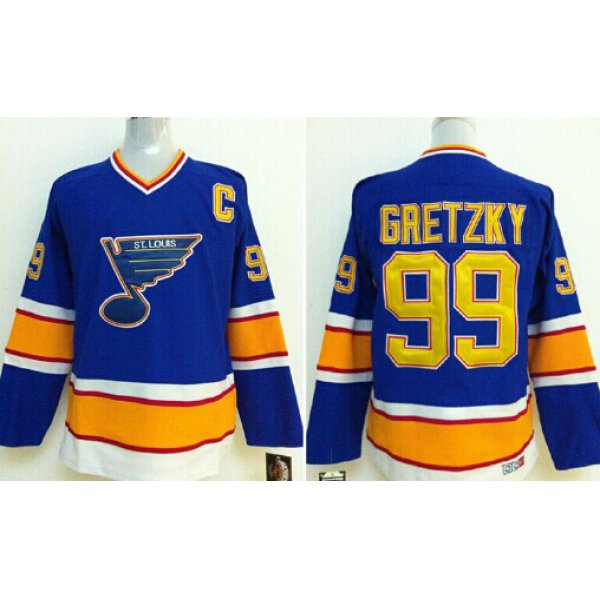 St. Louis Blues #99 Wayne Gretzky Blue Throwback CCM Jersey