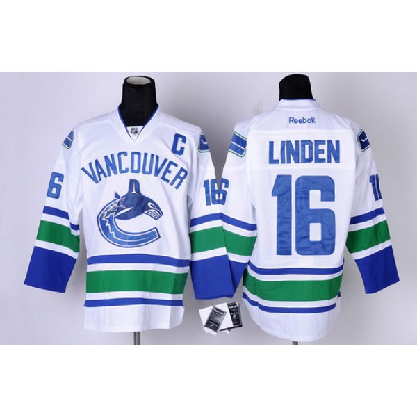 Vancouver Canucks #16 Trevor Linden White Jersey