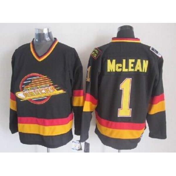 Vancouver Canucks #1 Kirk McLean Black Throwback CCM Jersey