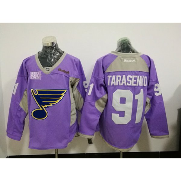 Men's St. Louis Blues #91 Vladimir Tarasenko Purple Pink Hockey Fights Cancer Practice Stitched NHL Reebok Hockey Jersey