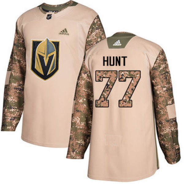 Adidas Golden Knights #77 Brad Hunt Camo Authentic 2017 Veterans Day Stitched NHL Jersey