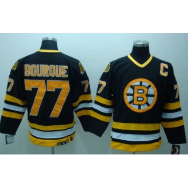 Boston Bruins #77 Ray Bourque Black Throwback CCM Jersey