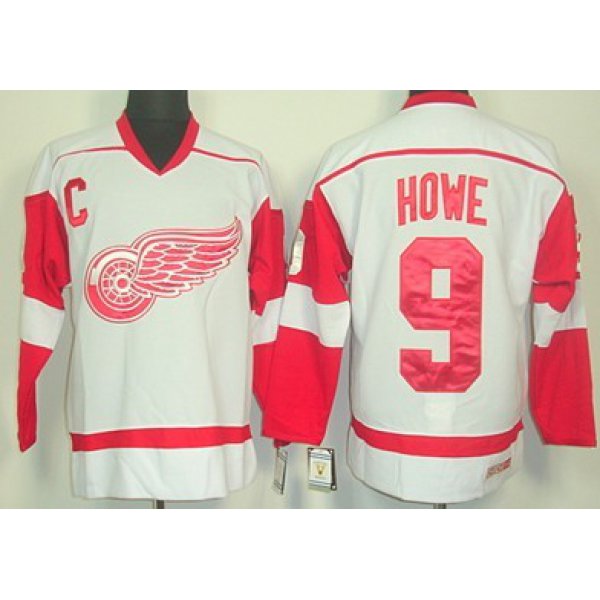 Detroit Red Wings #9 Gordie Howe White Throwback CCM Jersey