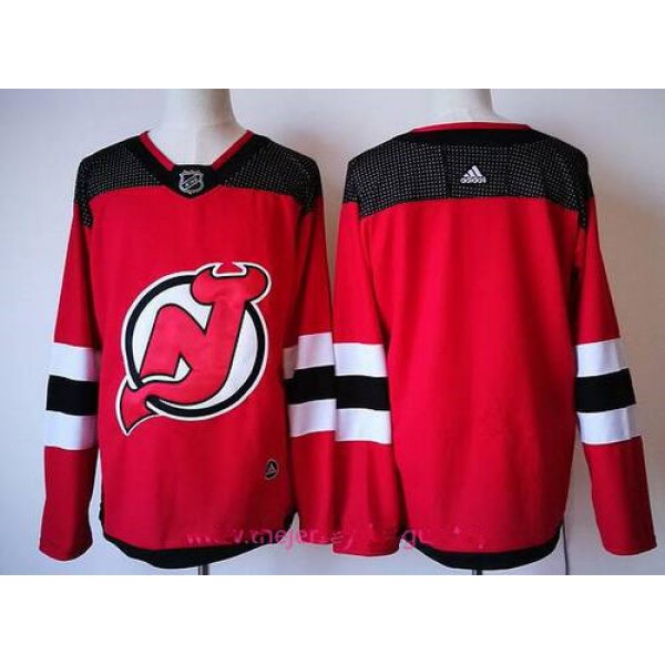 Men's New Jersey Devils Blank Red With Black 2017-2018 Adidas Hockey Stitched NHL Jersey