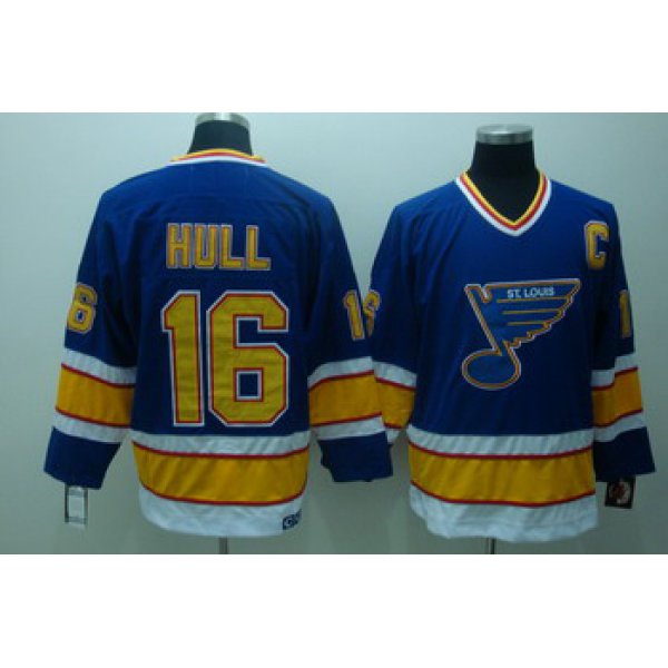 St. Louis Blues #16 Brett Hull Blue Throwback CCM Jersey