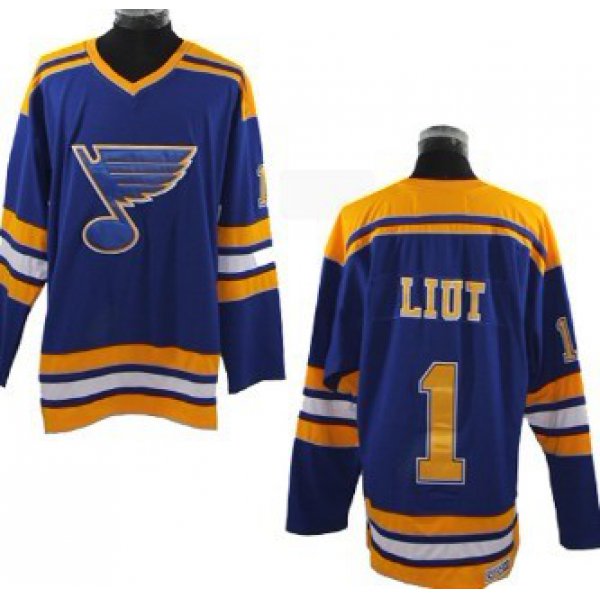 St. Louis Blues #1 Mike Liut Blue Throwback CCM Jersey