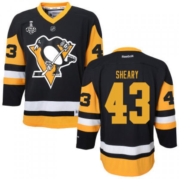 Women's Pittsburgh Penguins #43 Conor Sheary Black With Yellow 2017 Stanley Cup NHL Finals Patch Jersey