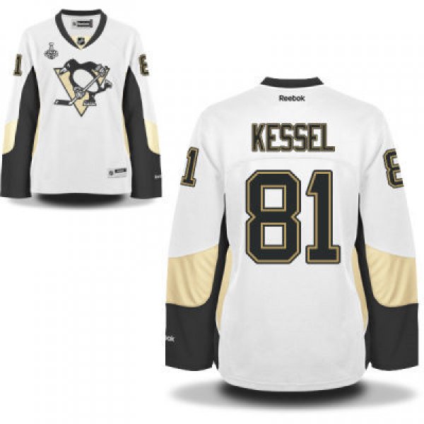 Women's Pittsburgh Penguins #81 Phil Kessel White Road 2017 Stanley Cup NHL Finals Patch Jersey