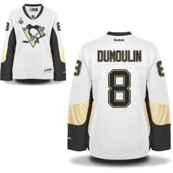 Women's Pittsburgh Penguins #8 Brian Dumoulin White Road 2017 Stanley Cup NHL Finals Patch Jersey
