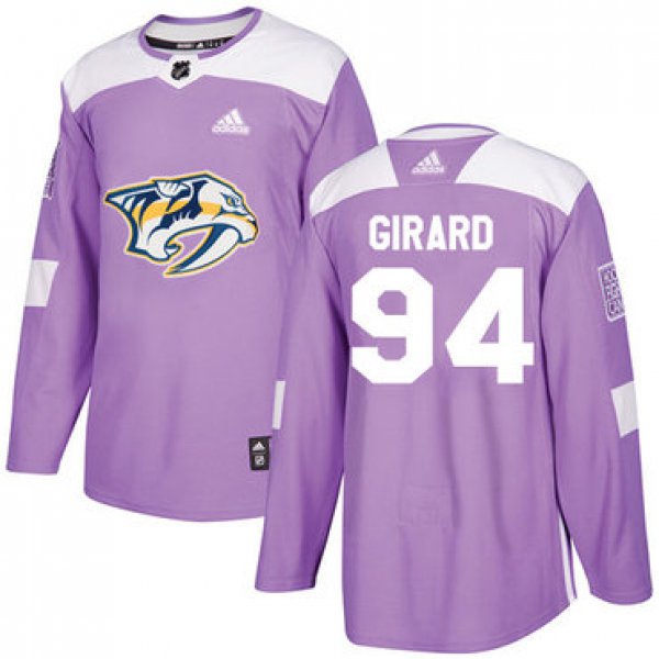 Adidas Predators #94 Samuel Girard Purple Authentic Fights Cancer Stitched NHL Jersey