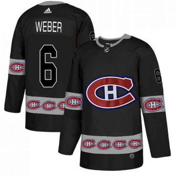 Men's Montreal Canadiens #6 Shea Weber Black Team Logos Fashion Adidas Jersey