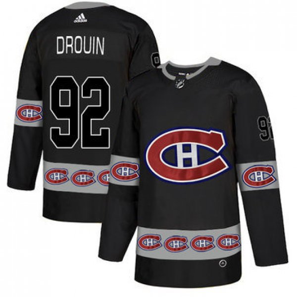 Men's Montreal Canadiens #92 Jonathan Drouin Black Team Logos Fashion Adidas Jersey