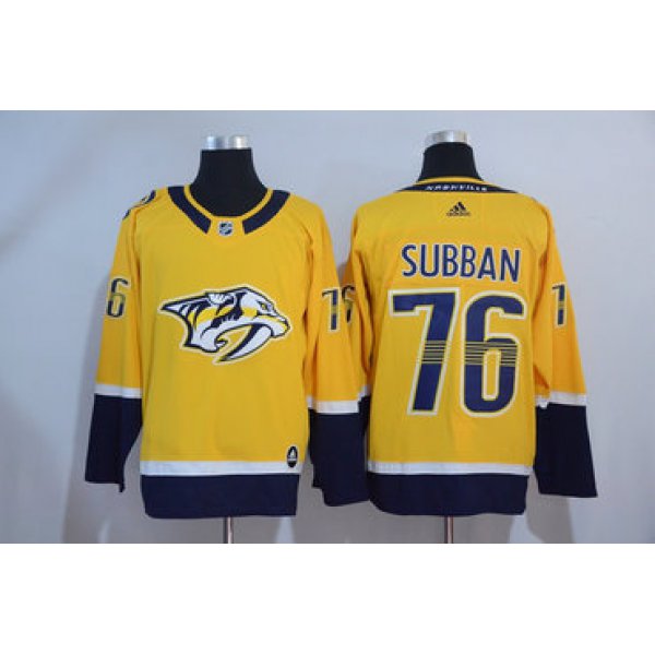 Men's Nashville Predators #76 P. K. Subban Yellow 2017-2018 adidas Hockey Stitched NHL Jersey