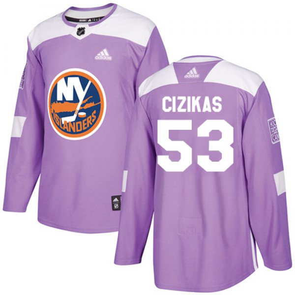 Adidas Islanders #53 Casey Cizikas Purple Authentic Fights Cancer Stitched NHL Jersey