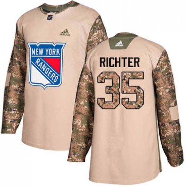 Adidas Rangers #35 Mike Richter Camo Authentic 2017 Veterans Day Stitched NHL Jersey
