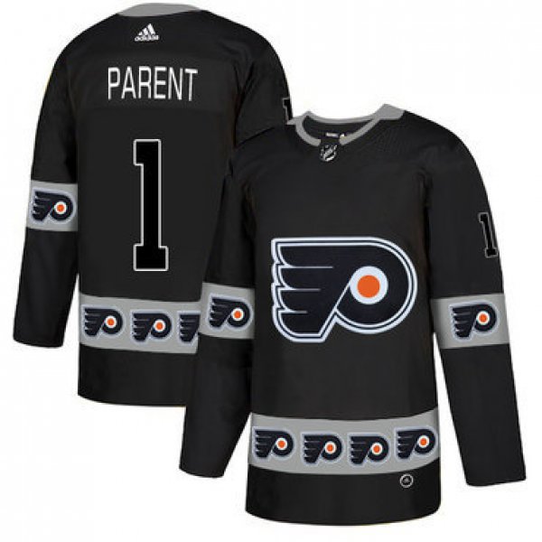 Men's Philadelphia Flyers #1 Bernie Parent Black Team Logos Fashion Adidas Jersey